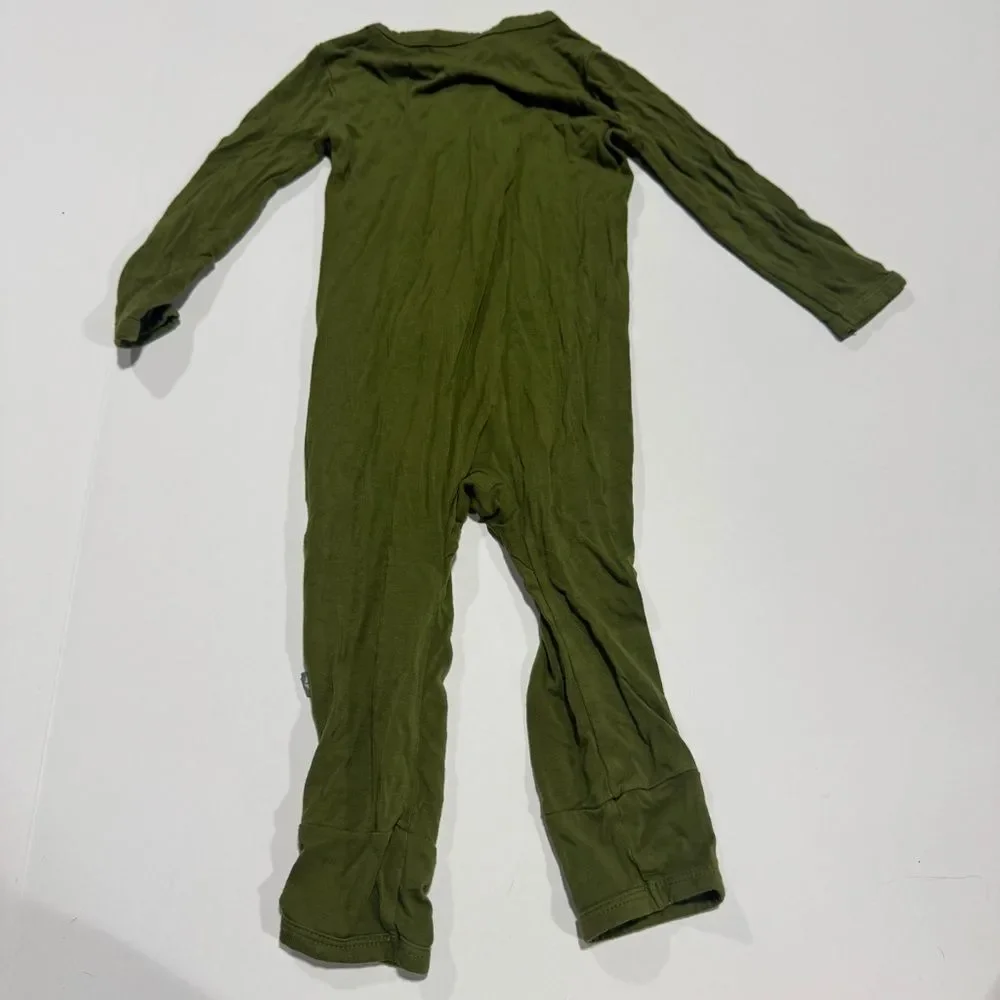 Kyte Baby Bamboo Olive Green Zip Up Long Bodysuit Onesie